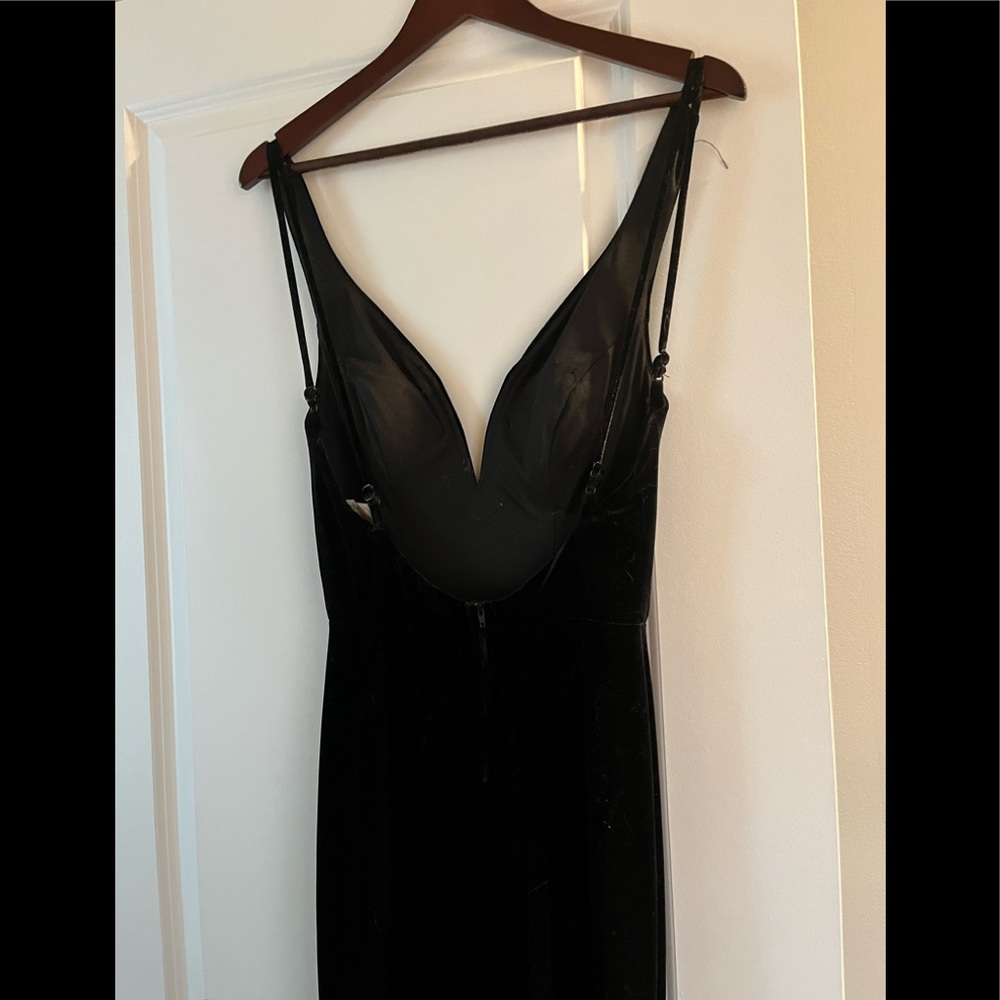 Black velvet open back evening gown/ black tie or for a Gala